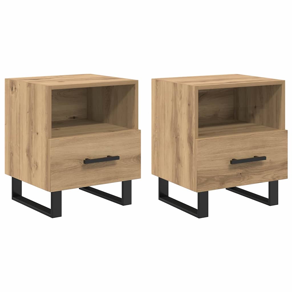 Cabinet de chevet 2 pcs chêne artisanal 40 x 35 x 47.5 cm - XIOS