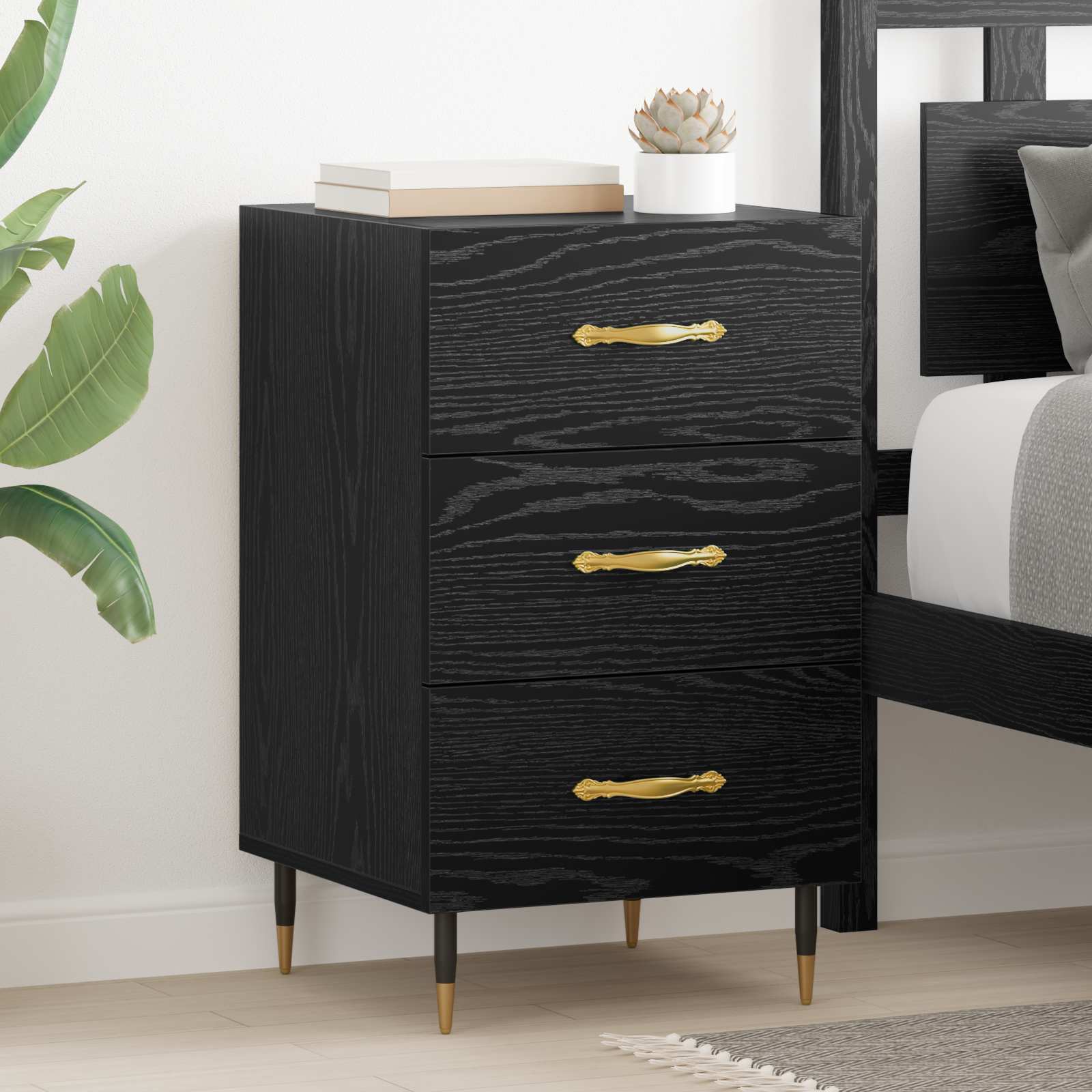 Cabinet de chevet Chêne noir 40 x 40 x 66 cm Bois d'ingénierie - XIOS