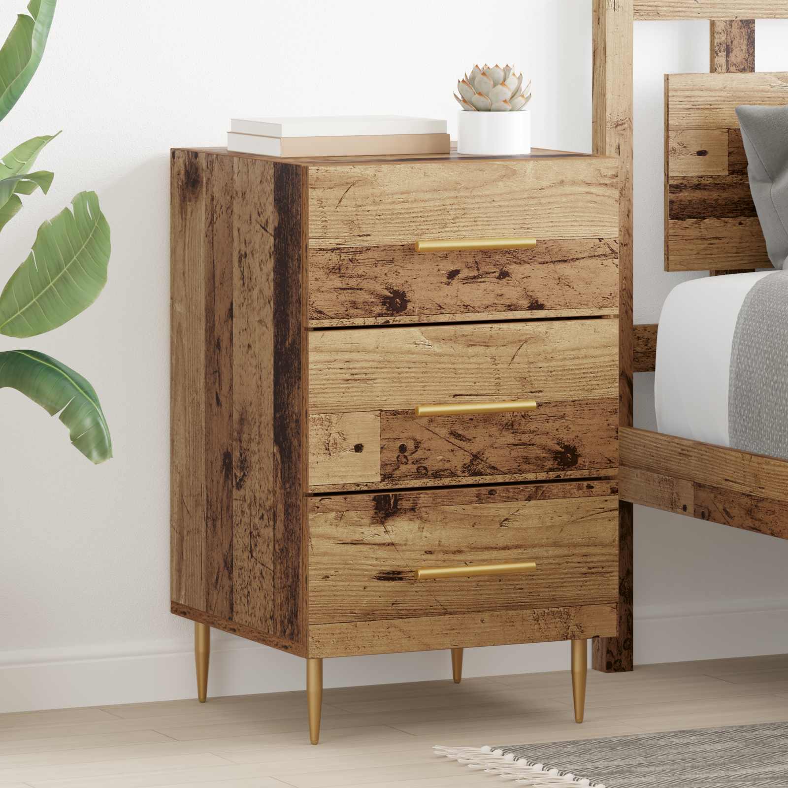 Cabinet de chevet Bois ancien 40 x 40 x 66 cm Bois d'ingénierie - XIOS
