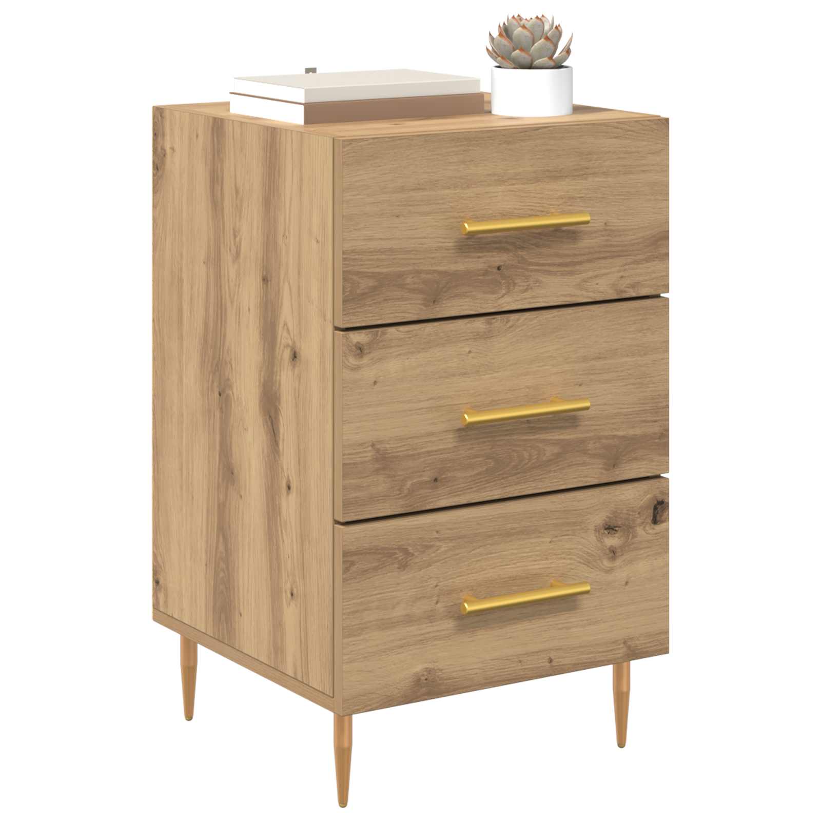 Cabinet de chevet avec tiroir Chêne artisanal 40 x 40 x 66 cm - XIOS