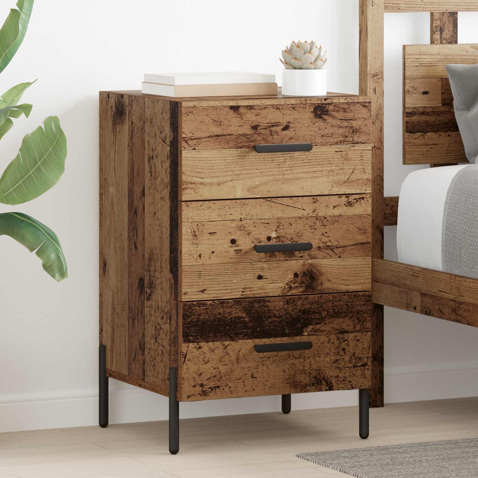 Cabinet de chevet Bois ancien 40 x 40 x 66 cm Bois d'ingénierie - XIOS