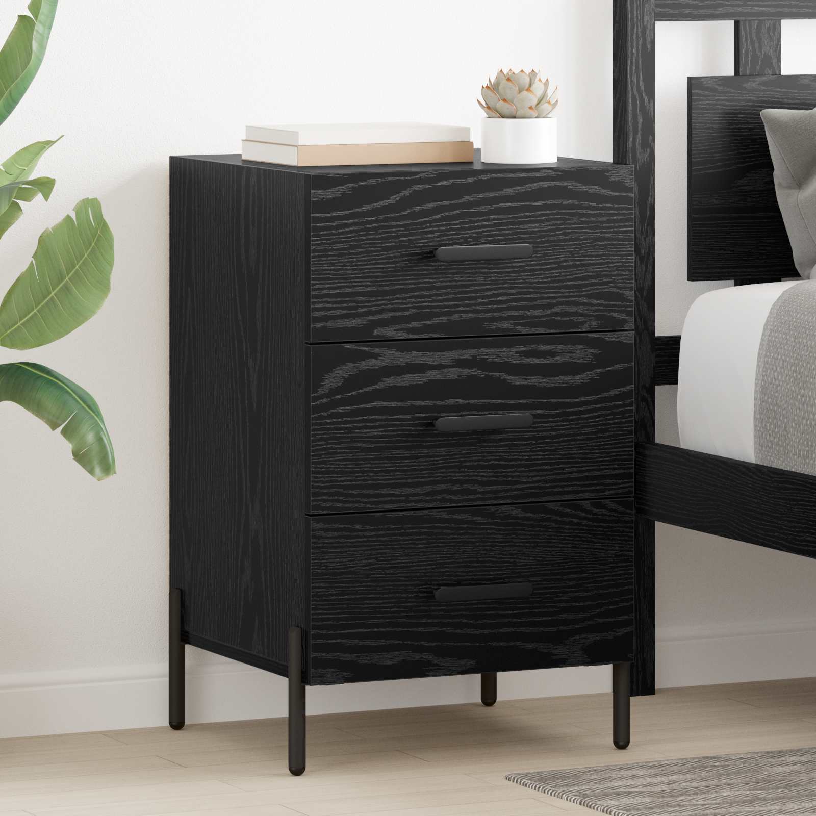 Cabinet de chevet Chêne noir 40 x 40 x 66 cm Bois d'ingénierie - XIOS