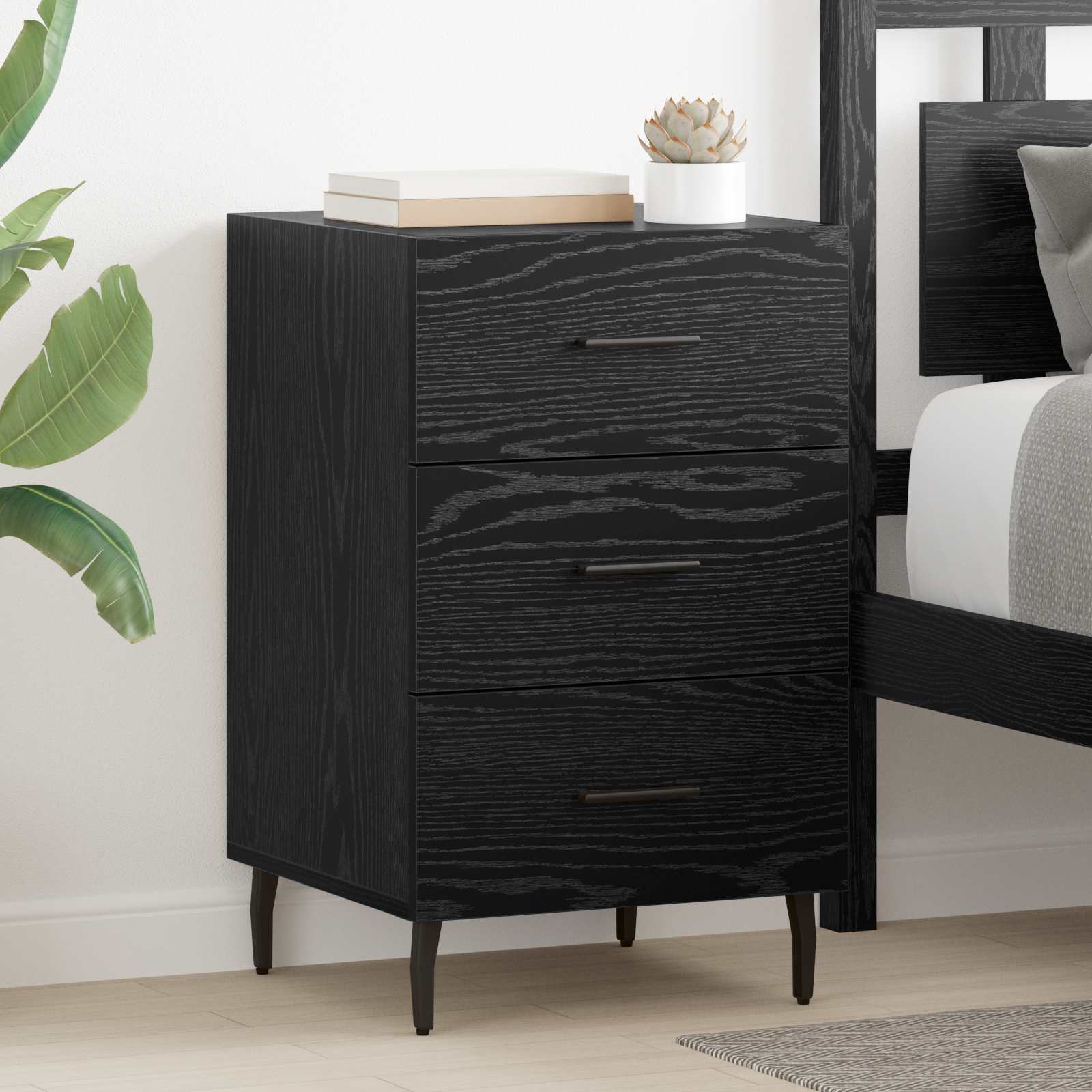 Cabinet de chevet Chêne noir 40 x 40 x 66 cm Bois d'ingénierie - XIOS