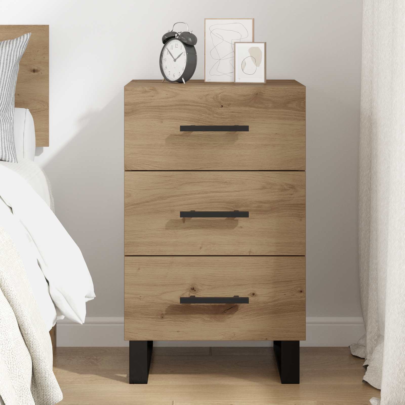Cabinet de chevet avec tiroir Chêne artisanal 40 x 40 x 66 cm - XIOS