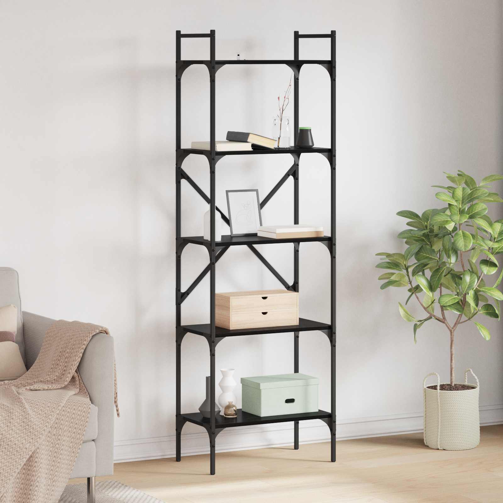 Bibliothèque Chêne noir 56 x 32 x 174 cm Bois d'ingénierie - XIOS