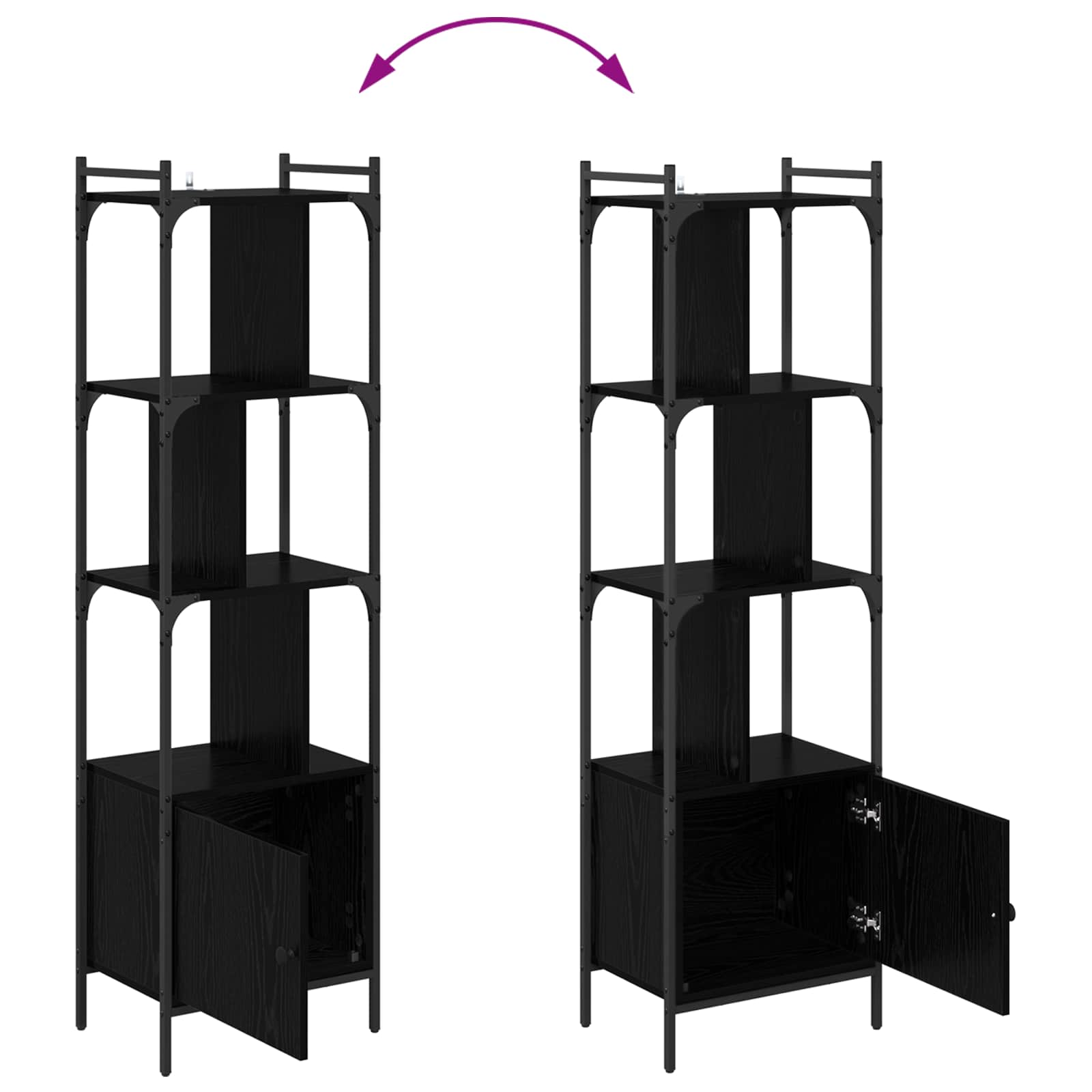 Bibliothèque Chêne noir 44,5 x 30 x 154,5 cm Bois d'ingénierie - XIOS