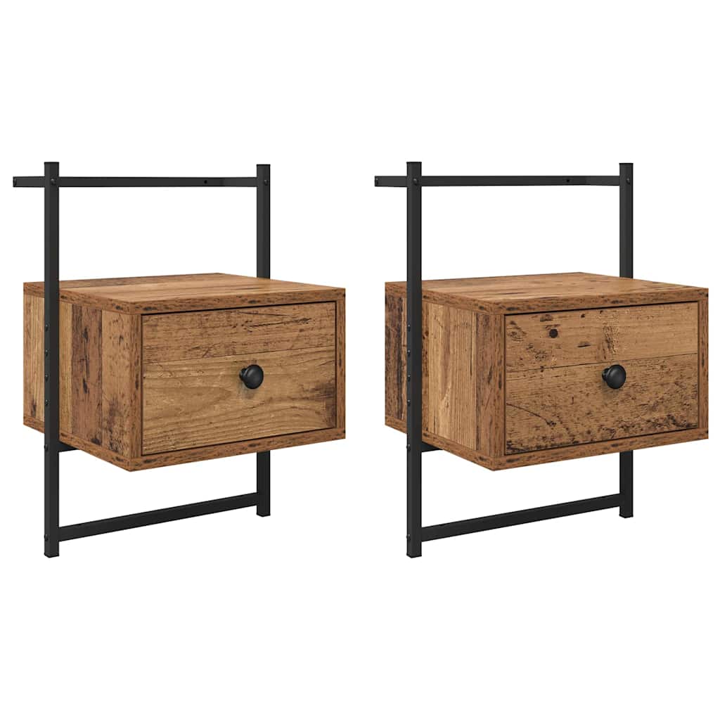 Cabinet de chevet avec tiroir 2 pcs Bois Ancien 35 x 30 x 51 cm - XIOS