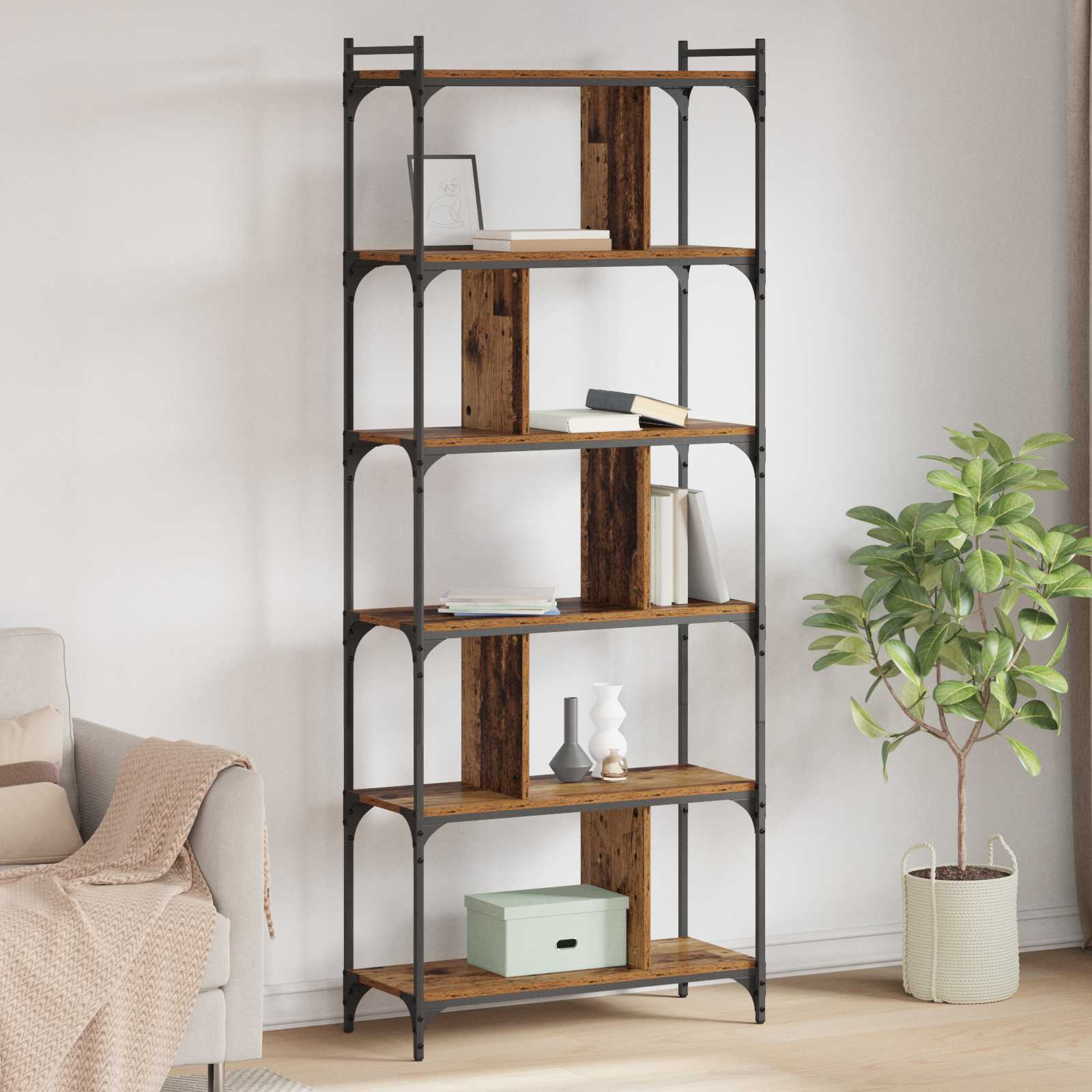 Bibliothèque Bois ancien 76 x 32 x 192 cm Bois d'ingénierie - XIOS