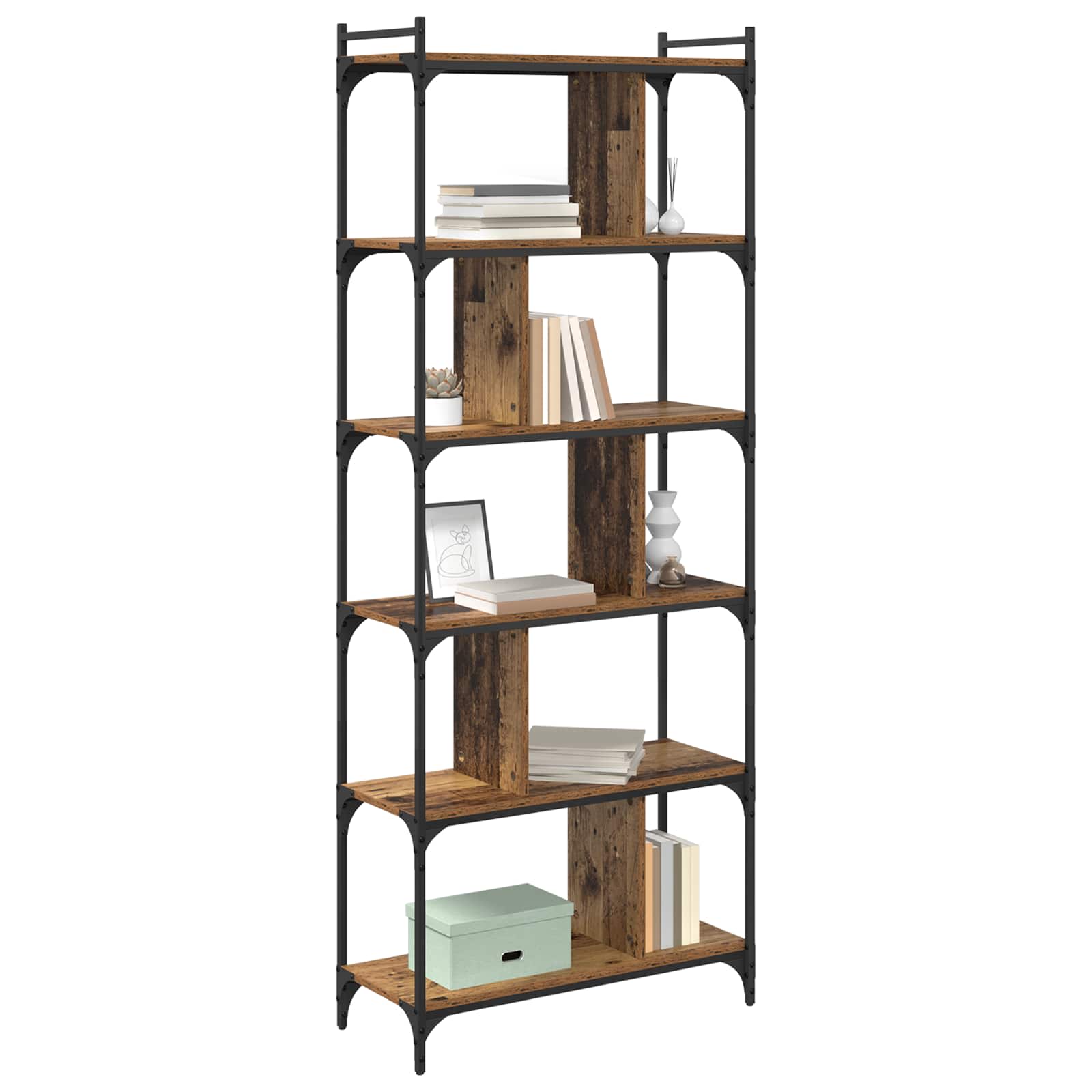 Bibliothèque Bois ancien 76 x 32 x 192 cm Bois d'ingénierie - XIOS