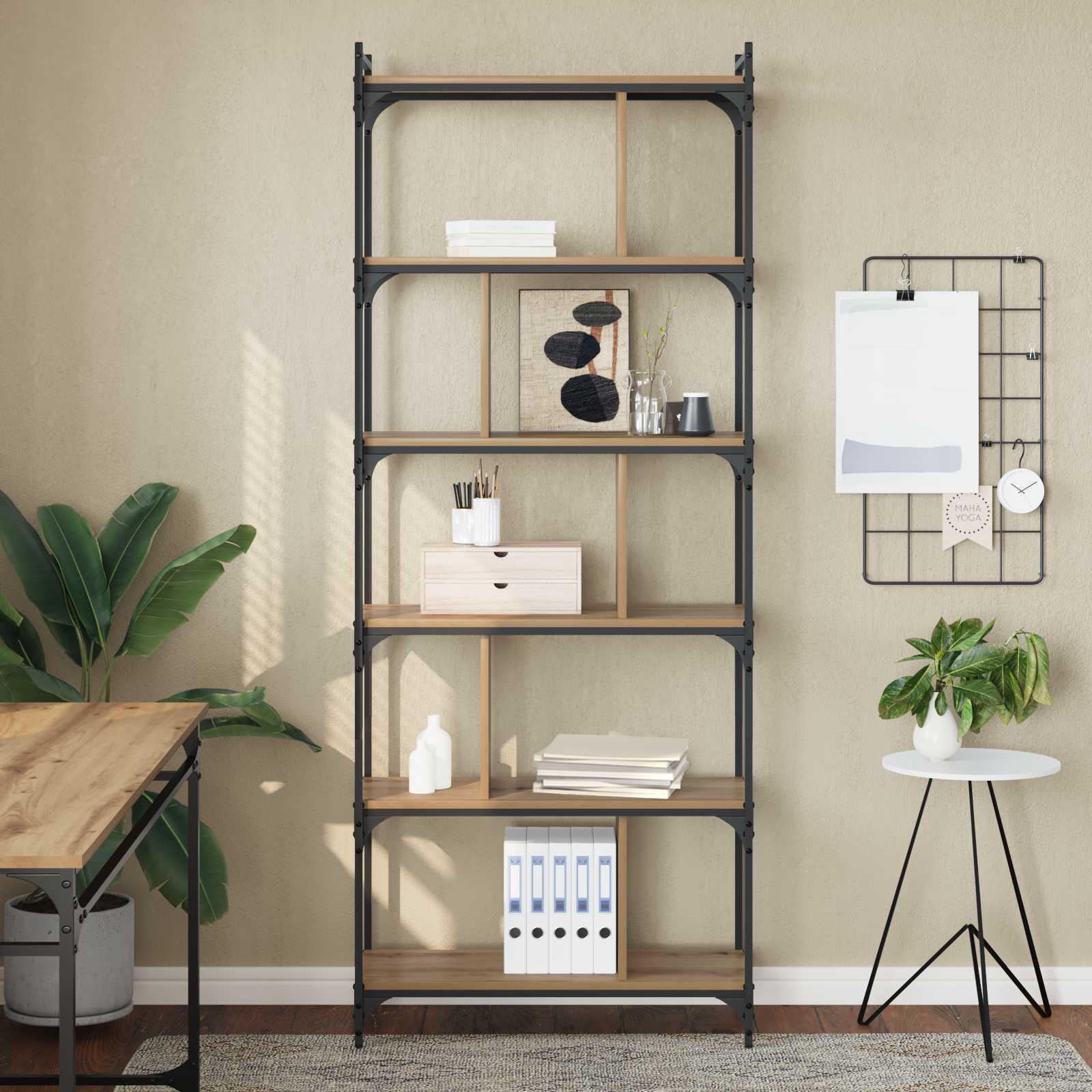 Bibliothèque chêne artisanal 76 x 32 x 192 cm Bois d'ingénierie - XIOS