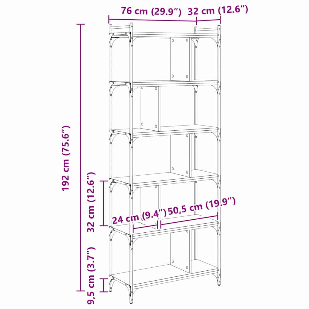Bibliothèque chêne artisanal 76 x 32 x 192 cm Bois d'ingénierie - XIOS