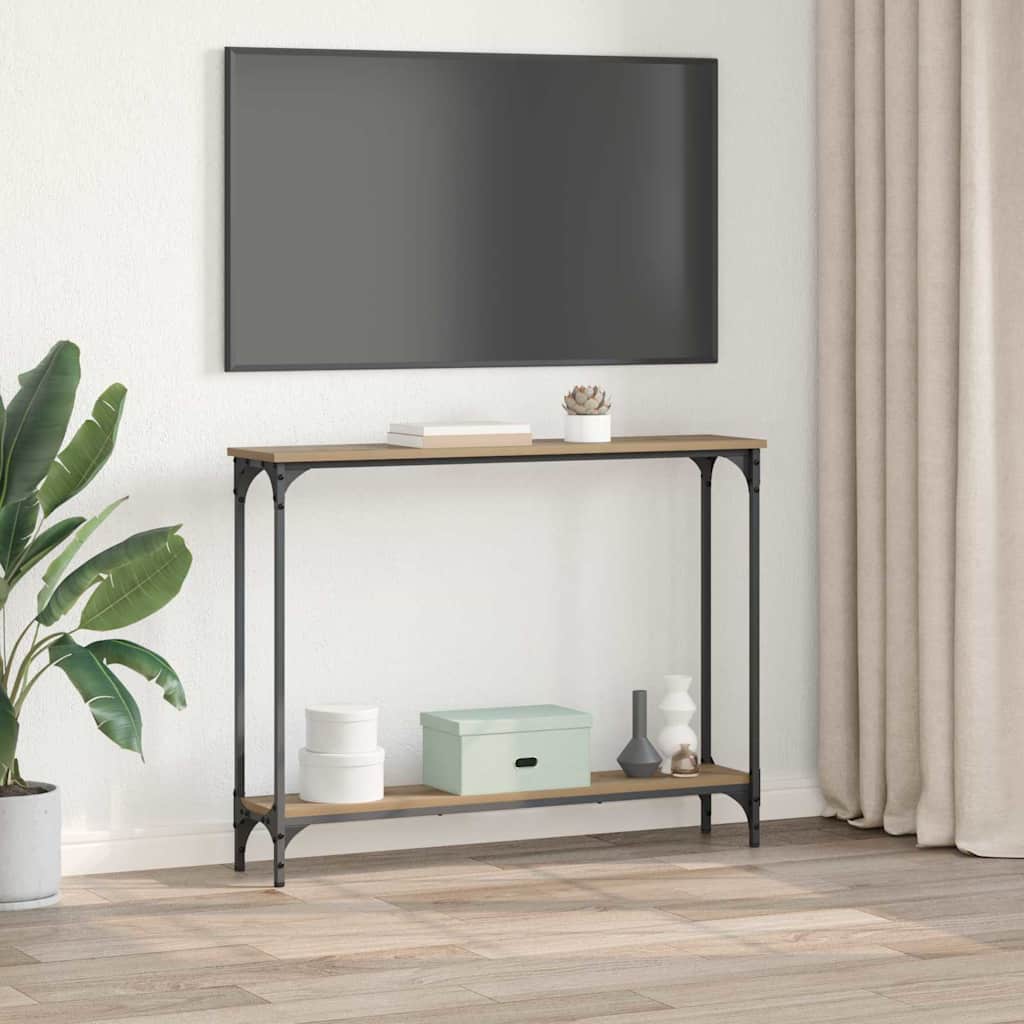 Table console avec étagère Chêne artisanal 100 x 22,5 x 75 cm - XIOS