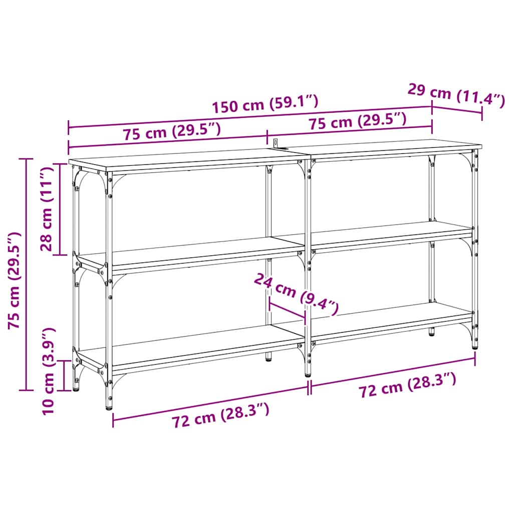 Table console Chêne artisanal 150 x 29 x 75 cm - XIOS