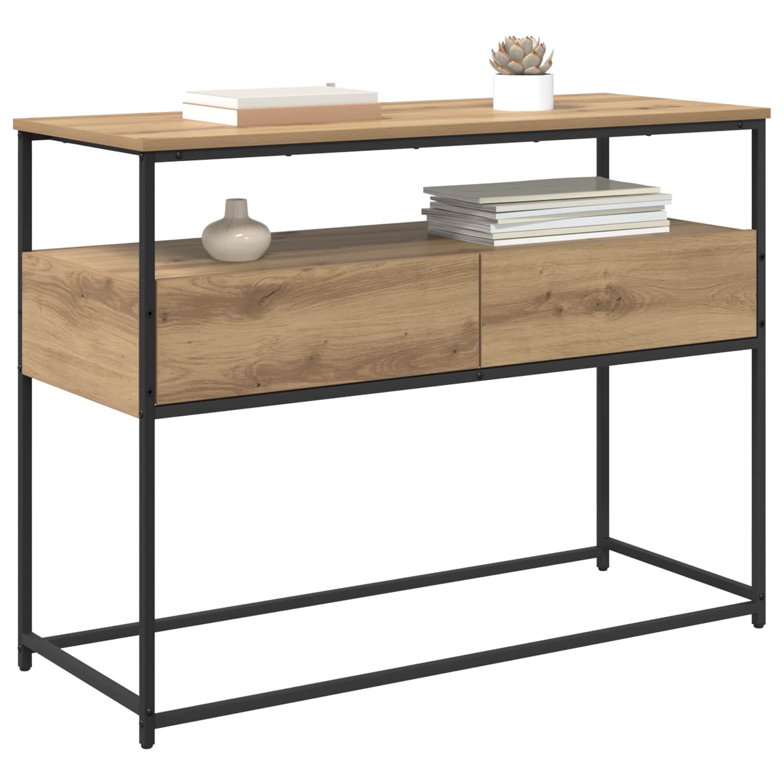 Table console avec tiroir Chêne artisanal 100 x 40 x 75 cm - XIOS