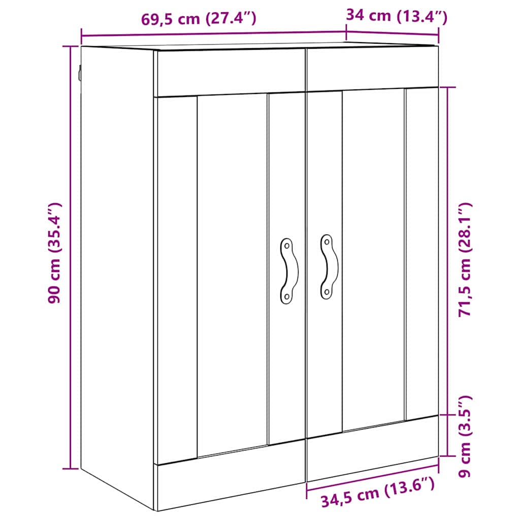Meuble mural Chêne noir 69,5 x 34 x 90 cm Bois d'ingénierie - XIOS