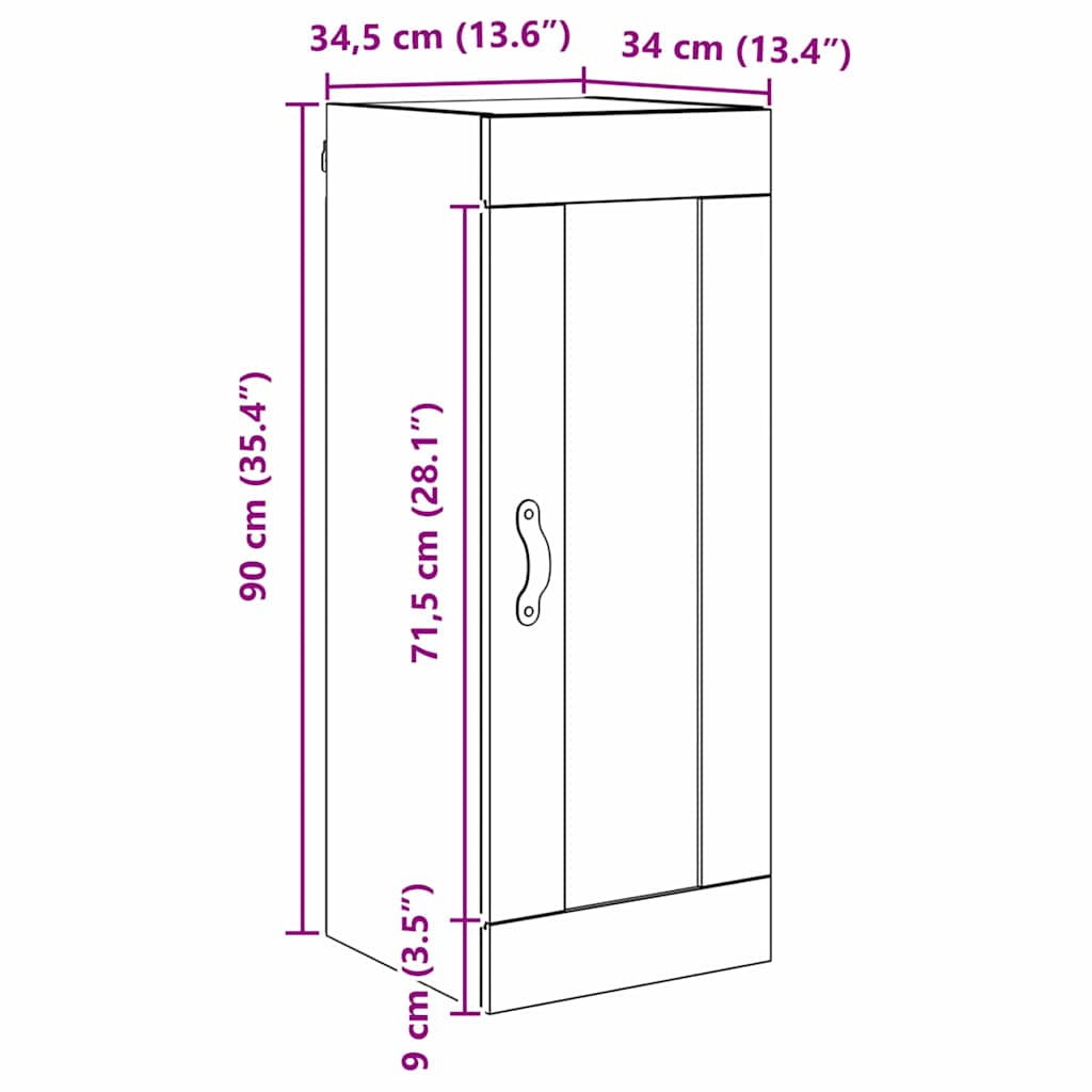 Meuble mural Bois Ancien 34,5 x 34 x 90 cm Bois d'ingénierie - XIOS