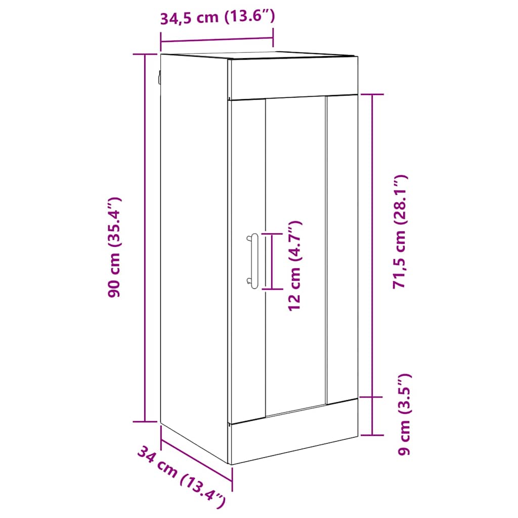 Meuble mural Chêne noir 34,5 x 34 x 90 cm Bois d'ingénierie - XIOS