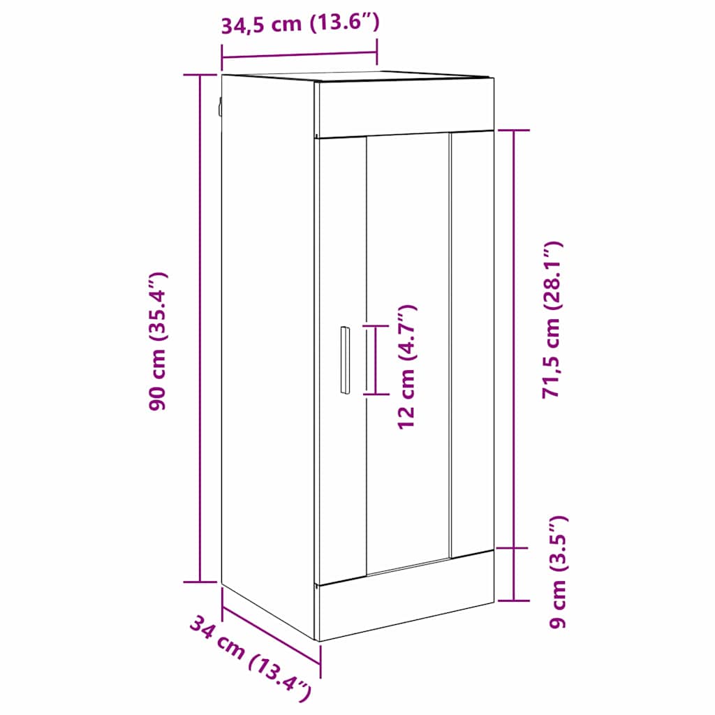 Meuble mural Chêne noir 34,5 x 34 x 90 cm Bois d'ingénierie - XIOS