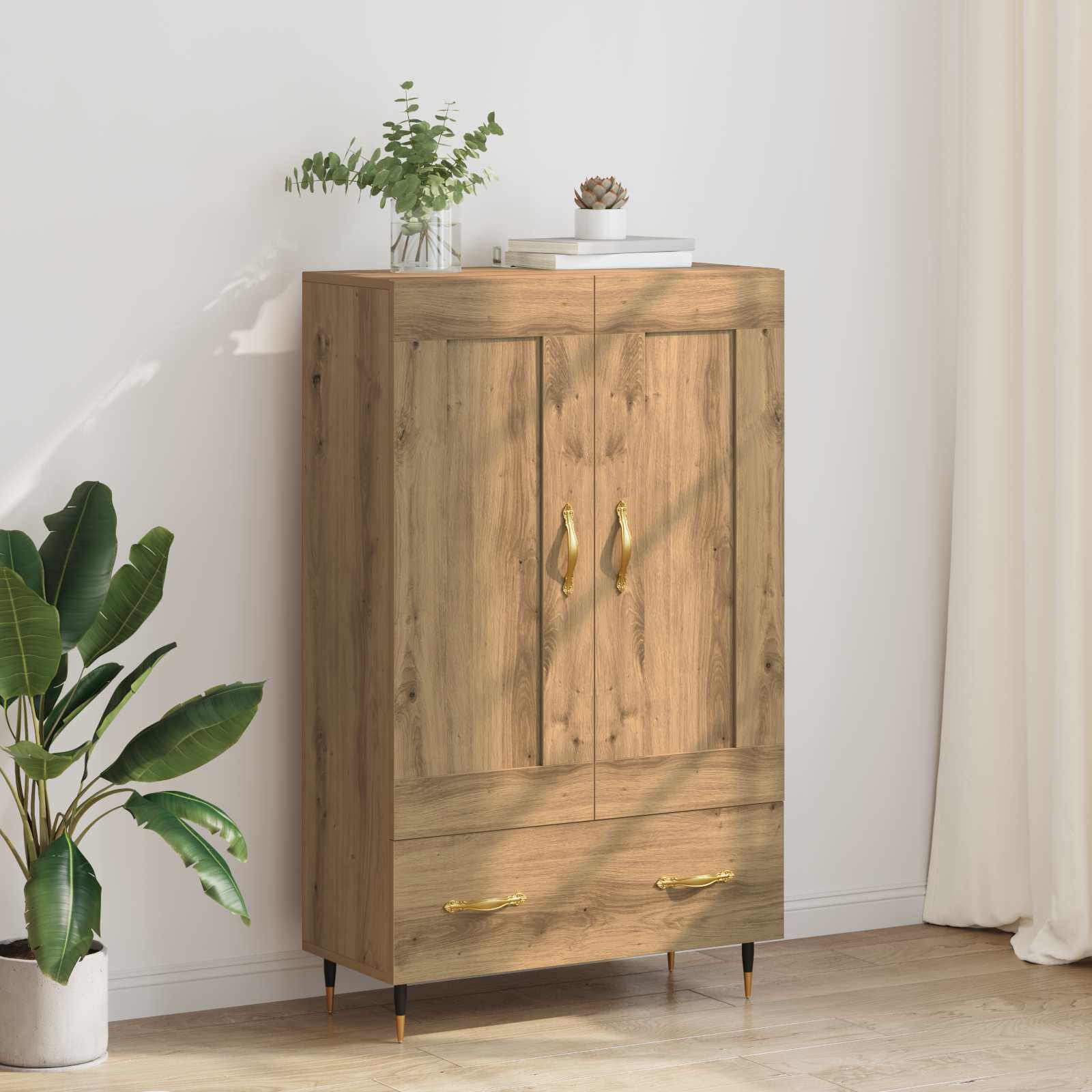 Haut Armoire avec tiroir Chêne artisanal 69,5 x 31 x 115 cm - XIOS