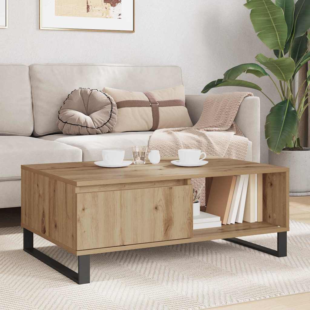 Table basse Chêne artisanal 90 x 60 x 35 cm Bois d'ingénierie - XIOS