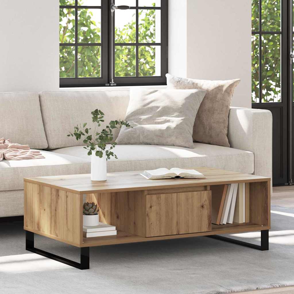 Table basse Chêne artisanal 104 x 60 x 35 cm Bois d'ingénierie - XIOS