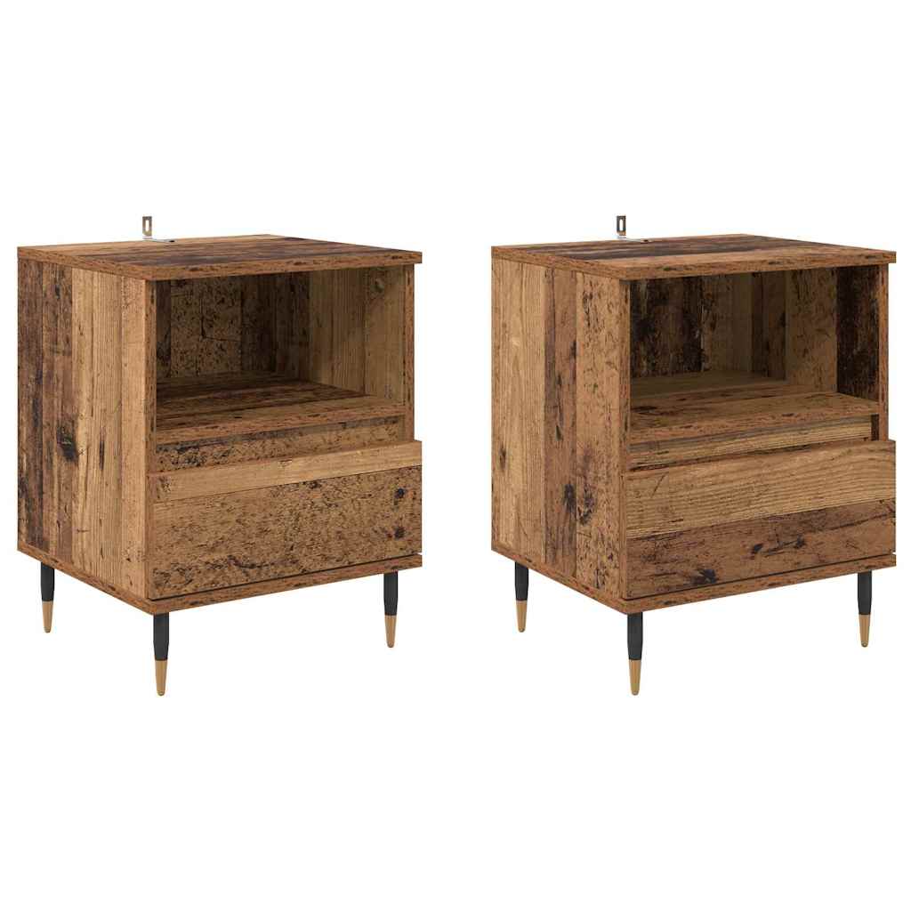 Cabinet de chevet avec tiroir 2 pcs Bois ancien 40 x 35 x 50 cm - XIOS