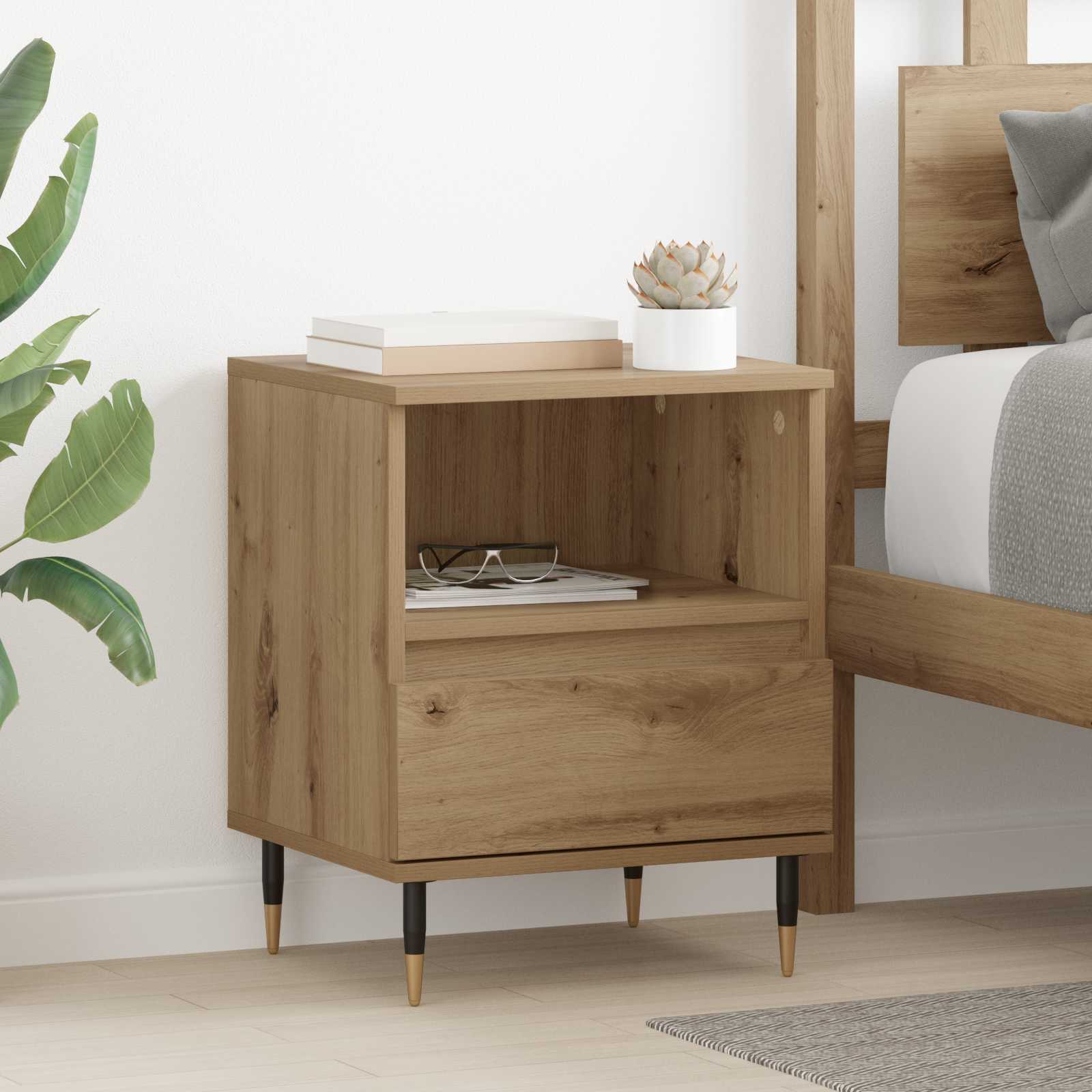 Cabinet de chevet 2 pcs Chêne artisanal 40 x 35 x 50 cm - XIOS