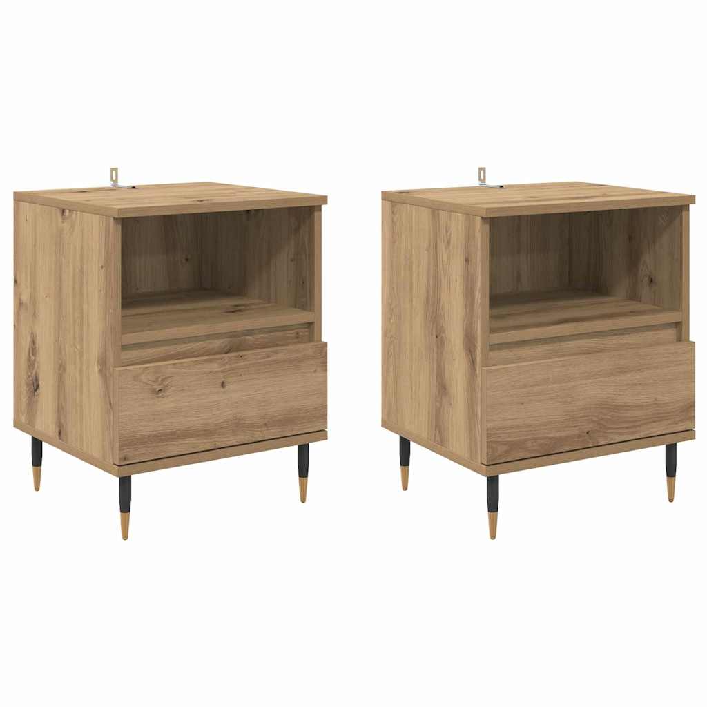Cabinet de chevet 2 pcs chêne artisanal 40 x 35 x 50 cm - XIOS