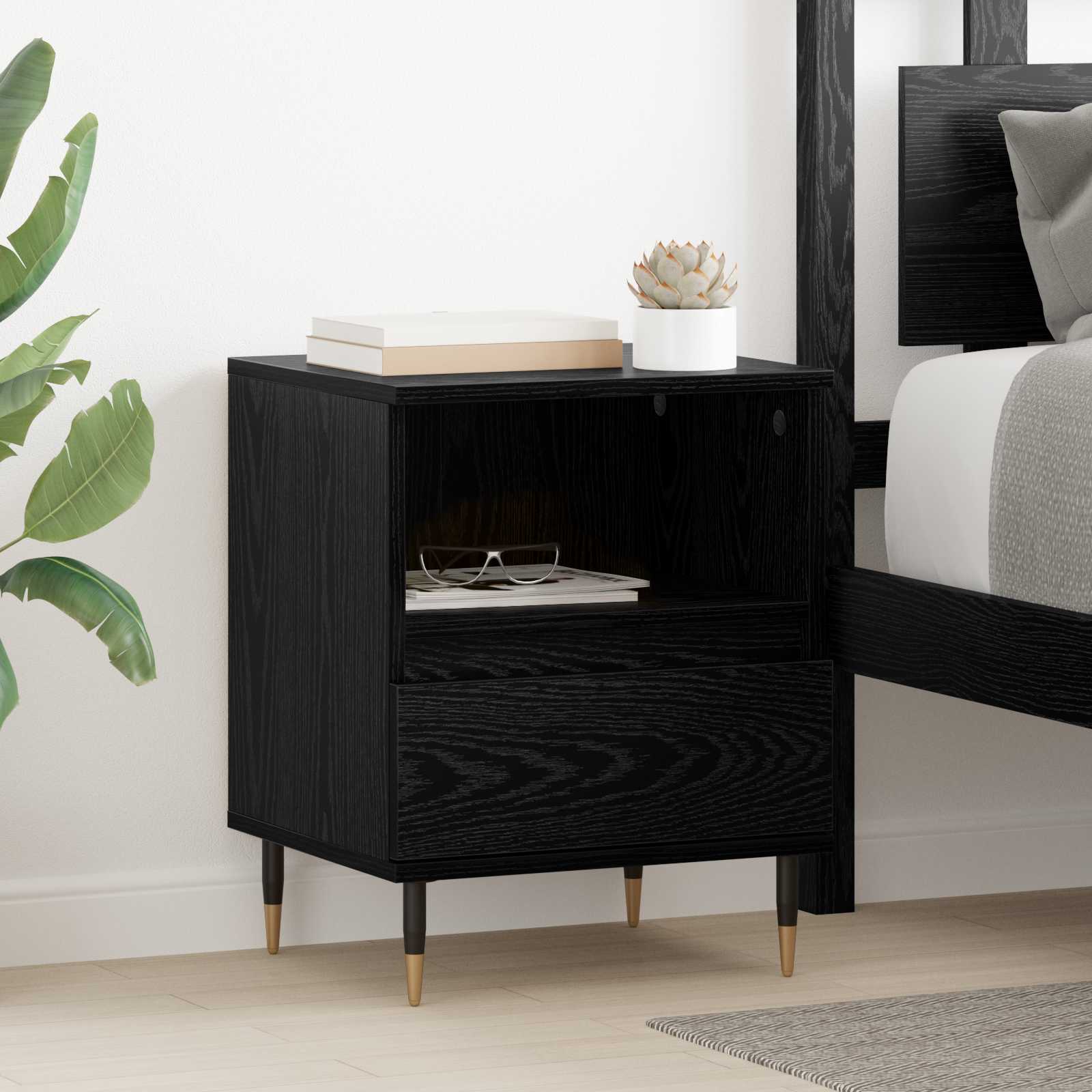 Cabinet de chevet avec tiroir 2 pcs Chêne noir 40 x 35 x 50 cm - XIOS