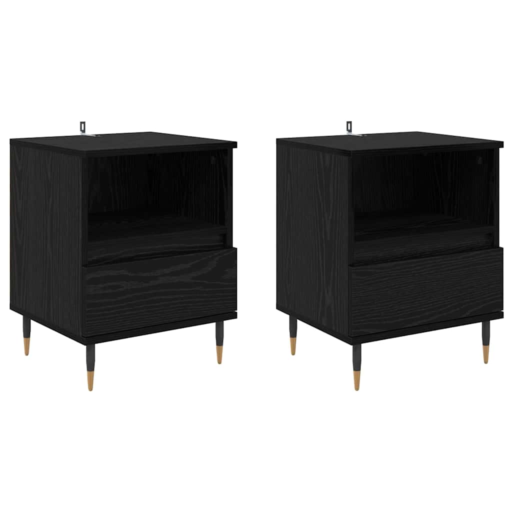 Cabinet de chevet avec tiroir 2 pcs Chêne noir 40 x 35 x 50 cm - XIOS