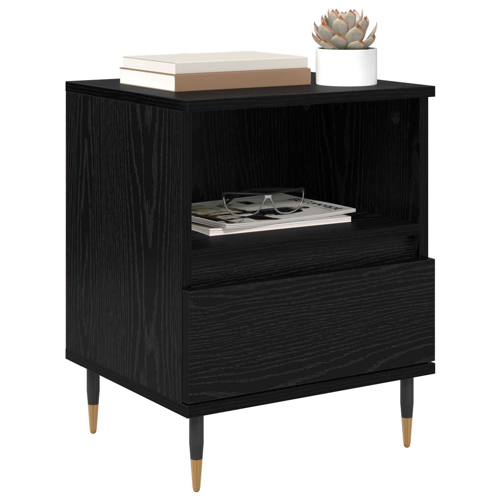 Cabinet de chevet avec tiroir 2 pcs Chêne noir 40 x 35 x 50 cm - XIOS