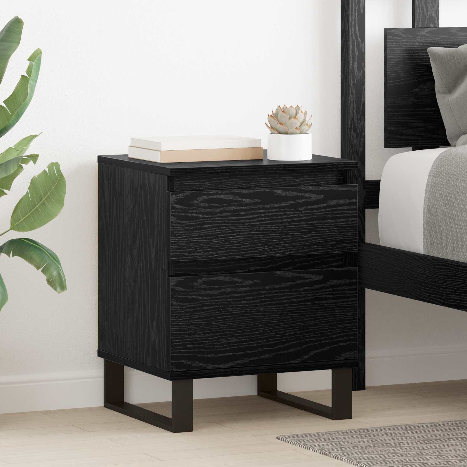 Cabinet de chevet avec tiroir 2 pcs Chêne noir 40 x 35 x 50 cm - XIOS