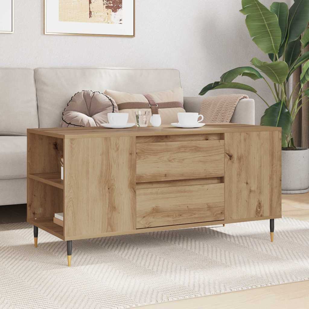 Table basse avec tiroir Chêne artisanal 102 x 44,5 x 50 cm - XIOS