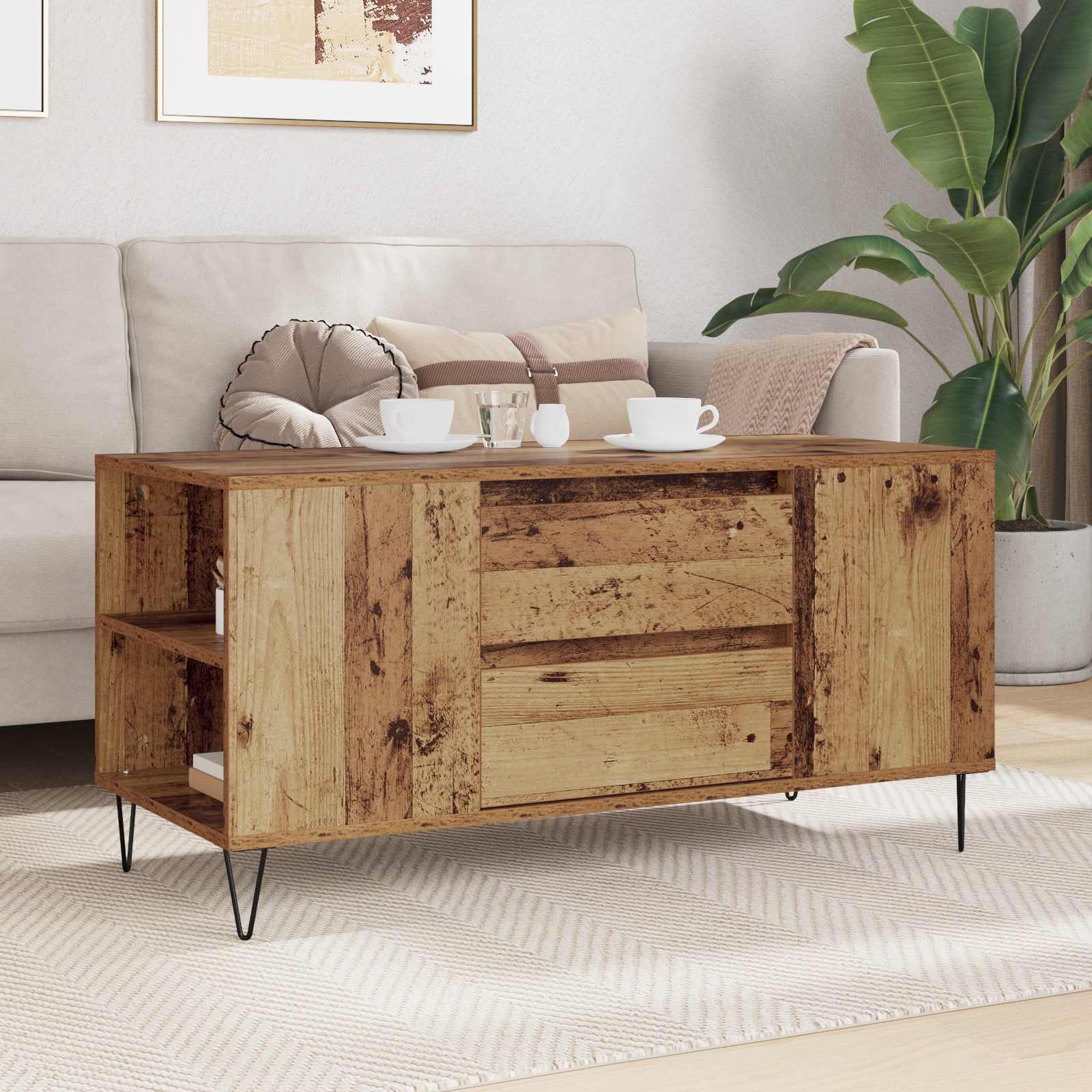 Table basse Bois Ancien 102 x 44,5 x 50 cm Bois d'ingénierie - XIOS