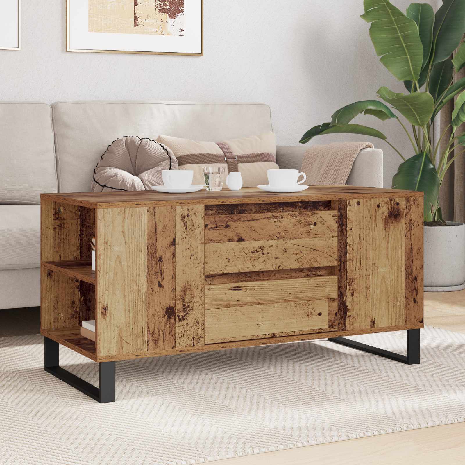 Table basse Bois Ancien 102 x 44,5 x 50 cm Bois d'ingénierie - XIOS