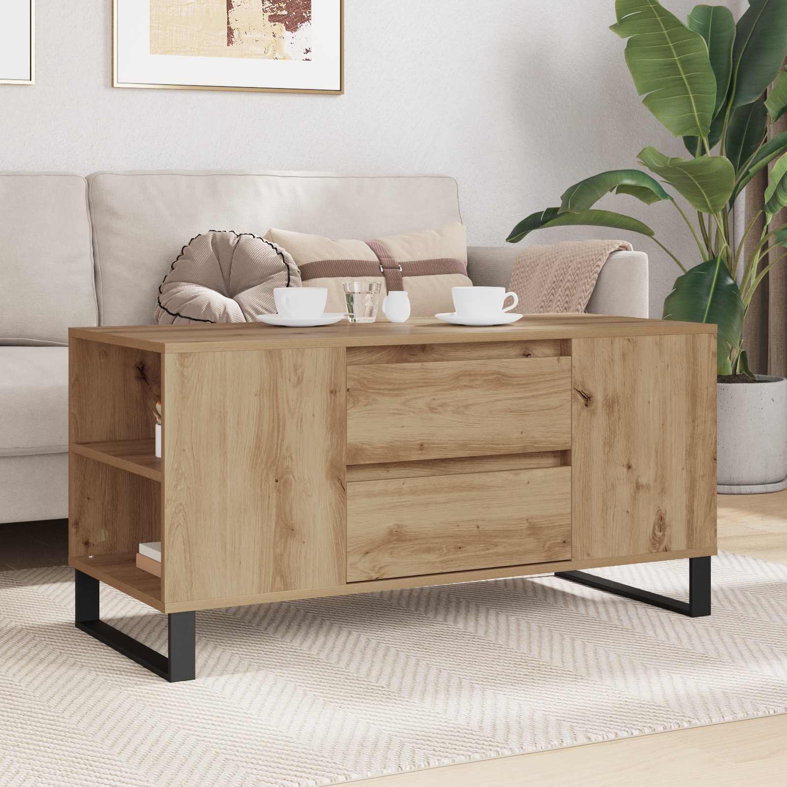 Table basse Chêne artisanal 102 x 44,5 x 50 cm - XIOS