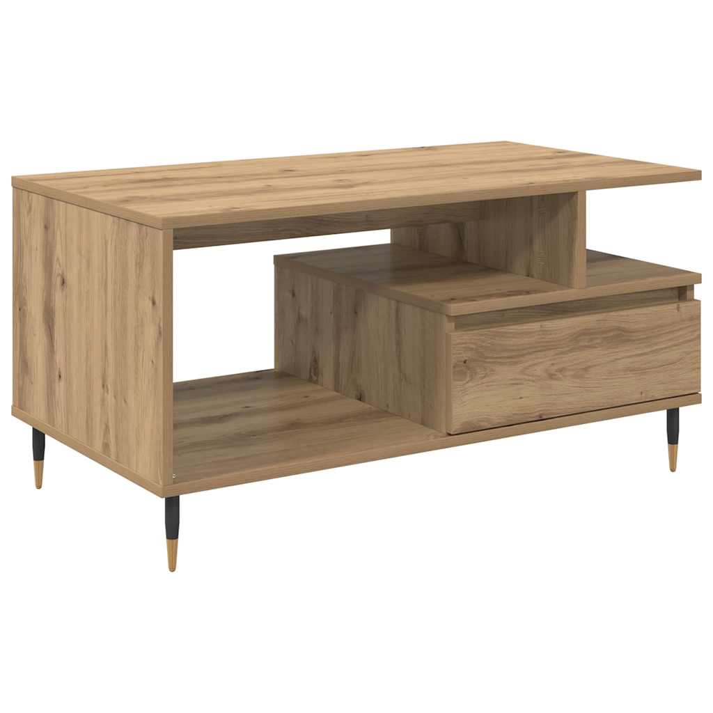 Table basse Chêne artisanal 90 x 49 x 45 cm Bois d'ingénierie - XIOS