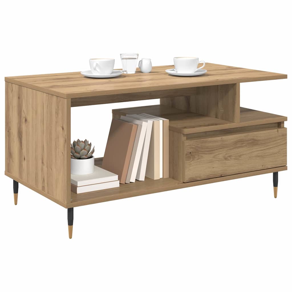 Table basse Chêne artisanal 90 x 49 x 45 cm Bois d'ingénierie - XIOS