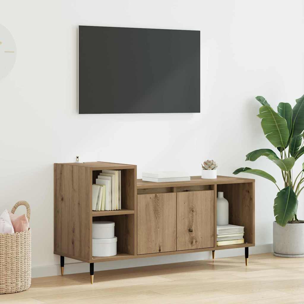 Meuble TV Chêne artisanal 100 x 35 x 55 cm Bois d'ingénierie - XIOS