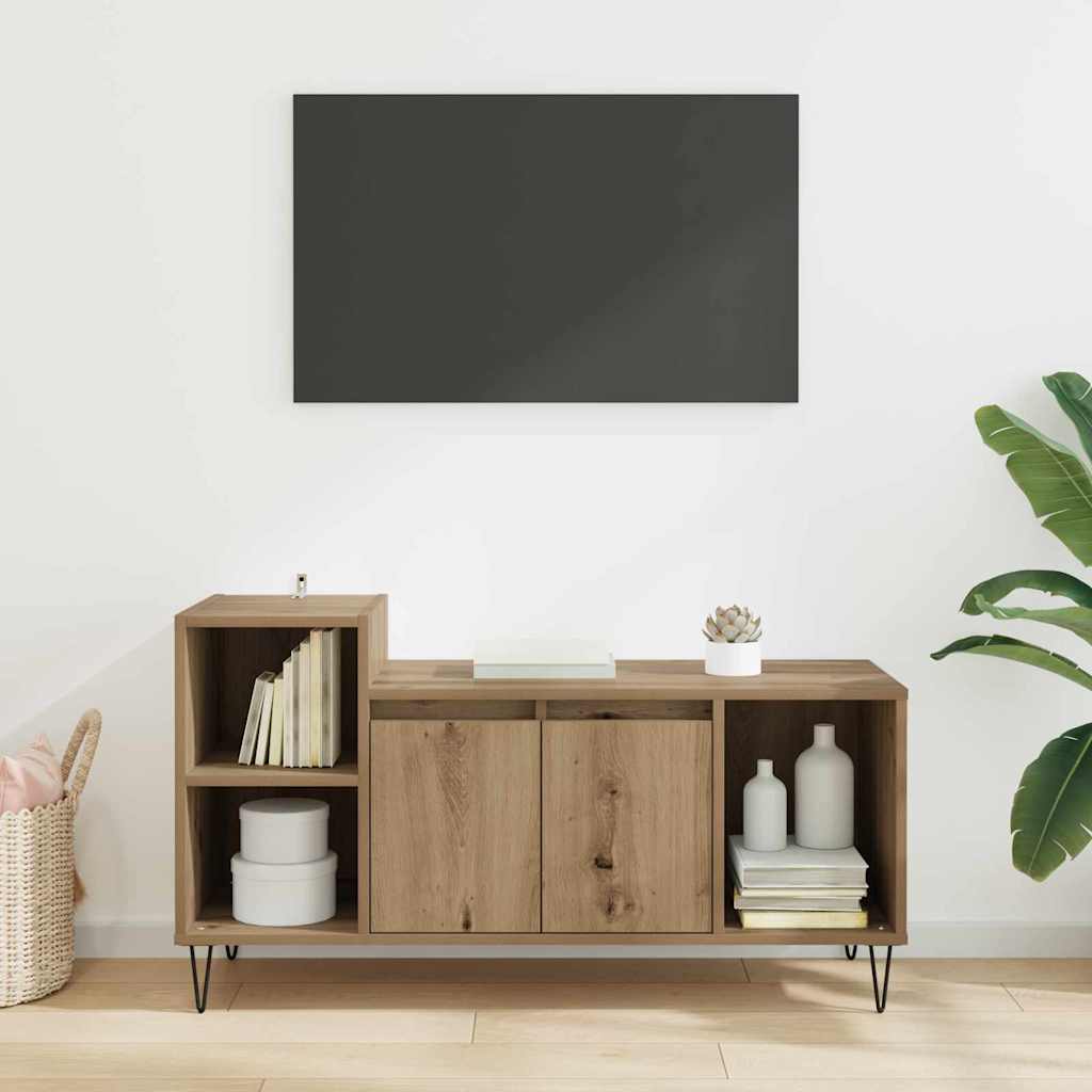 Meuble TV 100 x 35 x 55 cm Chêne artisanal Bois d'ingénierie - XIOS