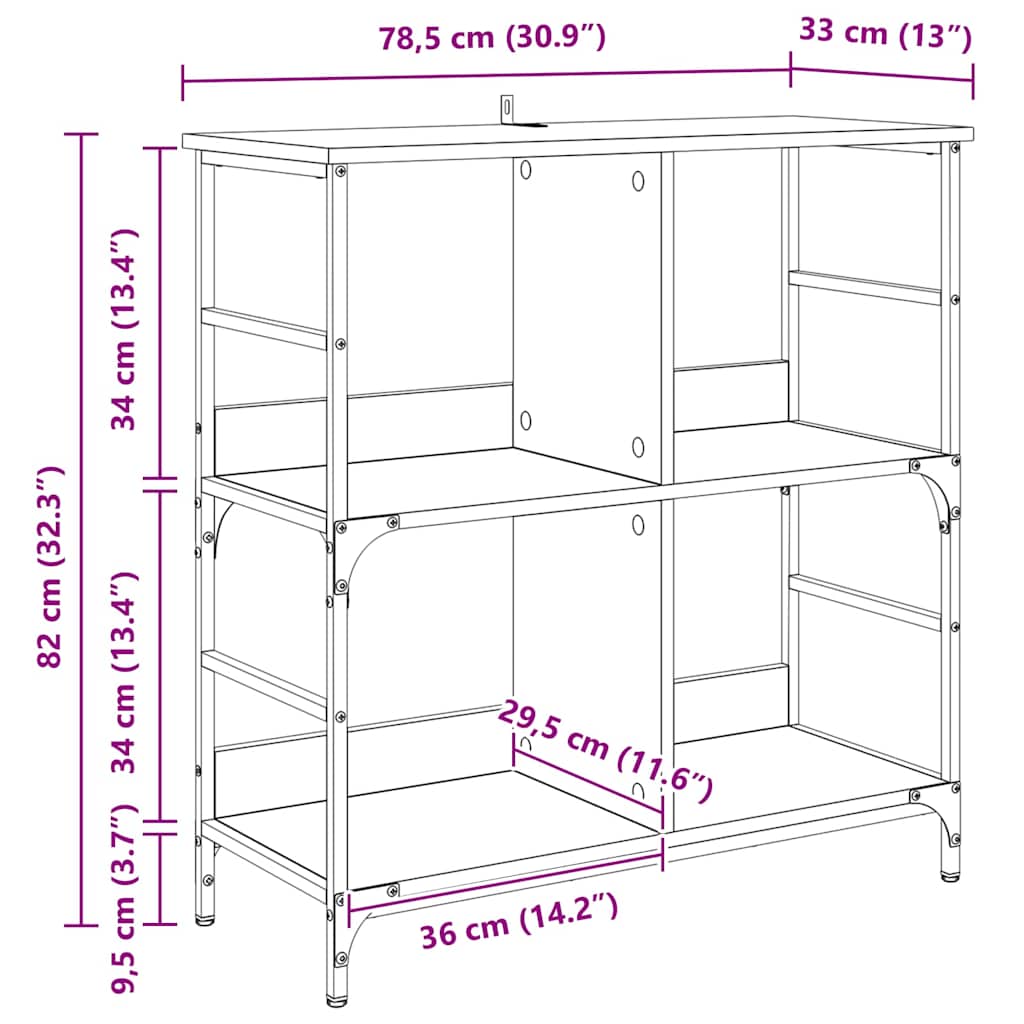 Étagère Chêne noir 78.5 x 33 x 82 cm Bois d'ingénierie - XIOS