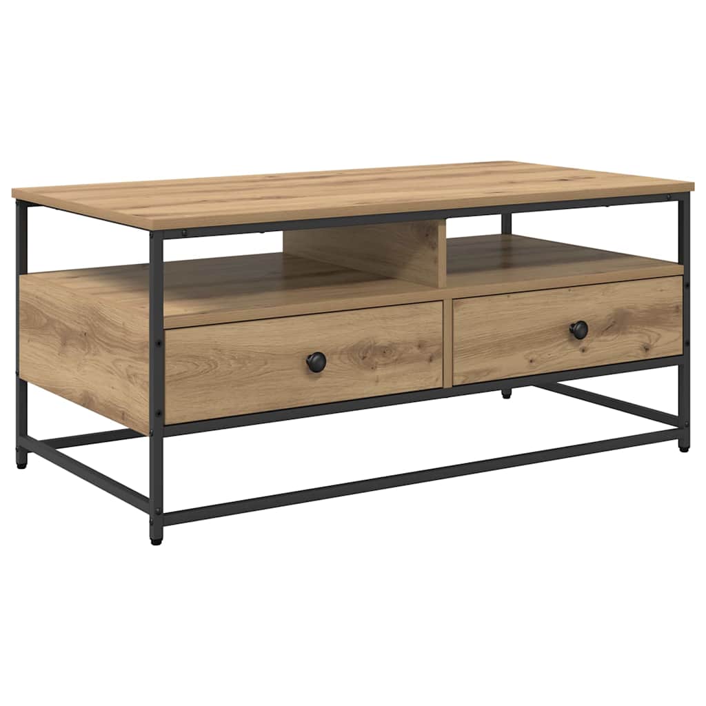 Table basse Chêne artisanal 100 x 51 x 45 cm Bois d'ingénierie - XIOS