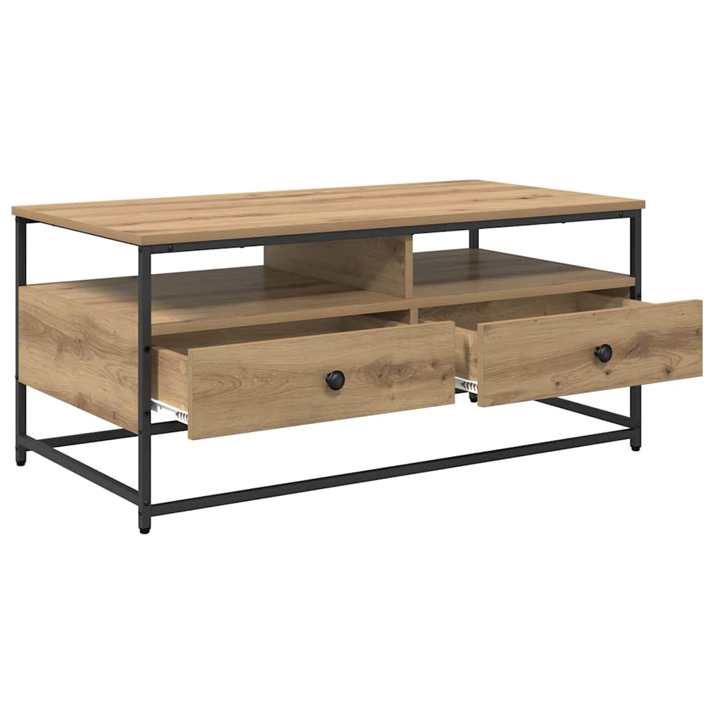 Table basse Chêne artisanal 100 x 51 x 45 cm Bois d'ingénierie - XIOS