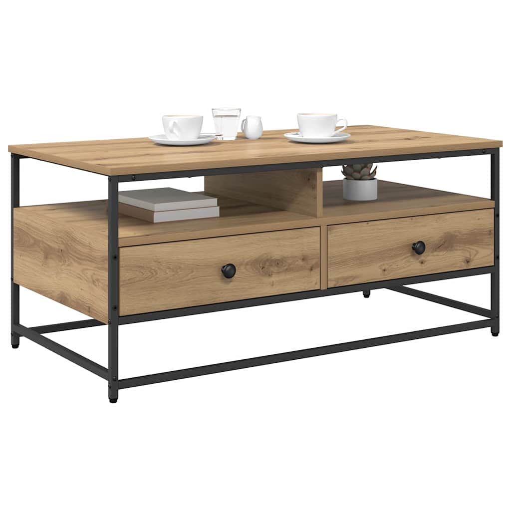 Table basse Chêne artisanal 100 x 51 x 45 cm Bois d'ingénierie - XIOS