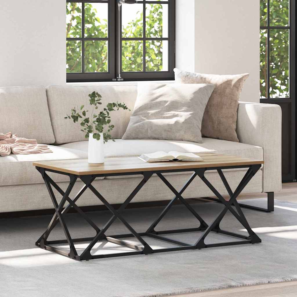 Table basse chêne artisanal 100 x 49 x 40 cm Bois d'ingénierie - XIOS