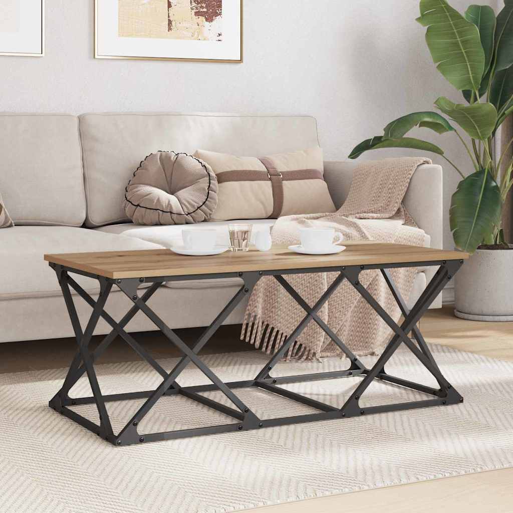 Table basse chêne artisanal 100 x 49 x 40 cm Bois d'ingénierie - XIOS