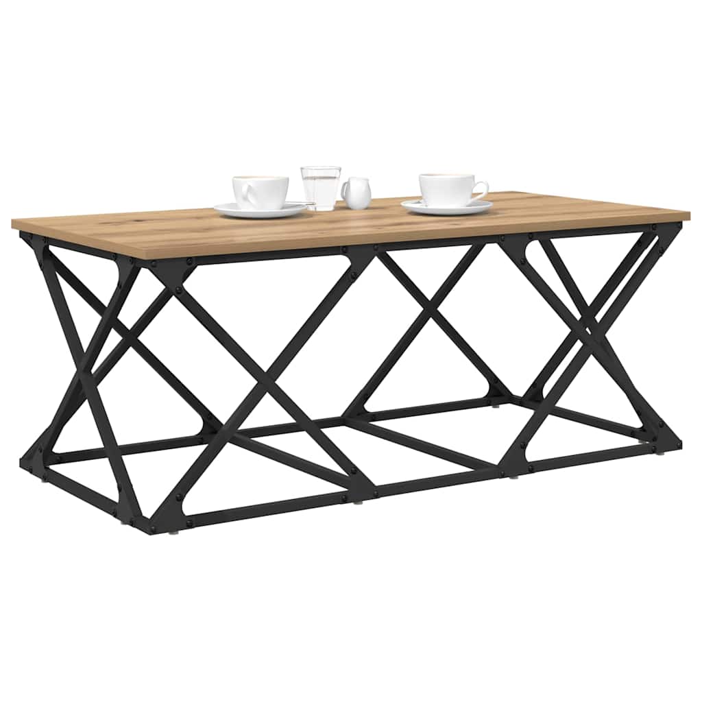 Table basse chêne artisanal 100 x 49 x 40 cm Bois d'ingénierie - XIOS