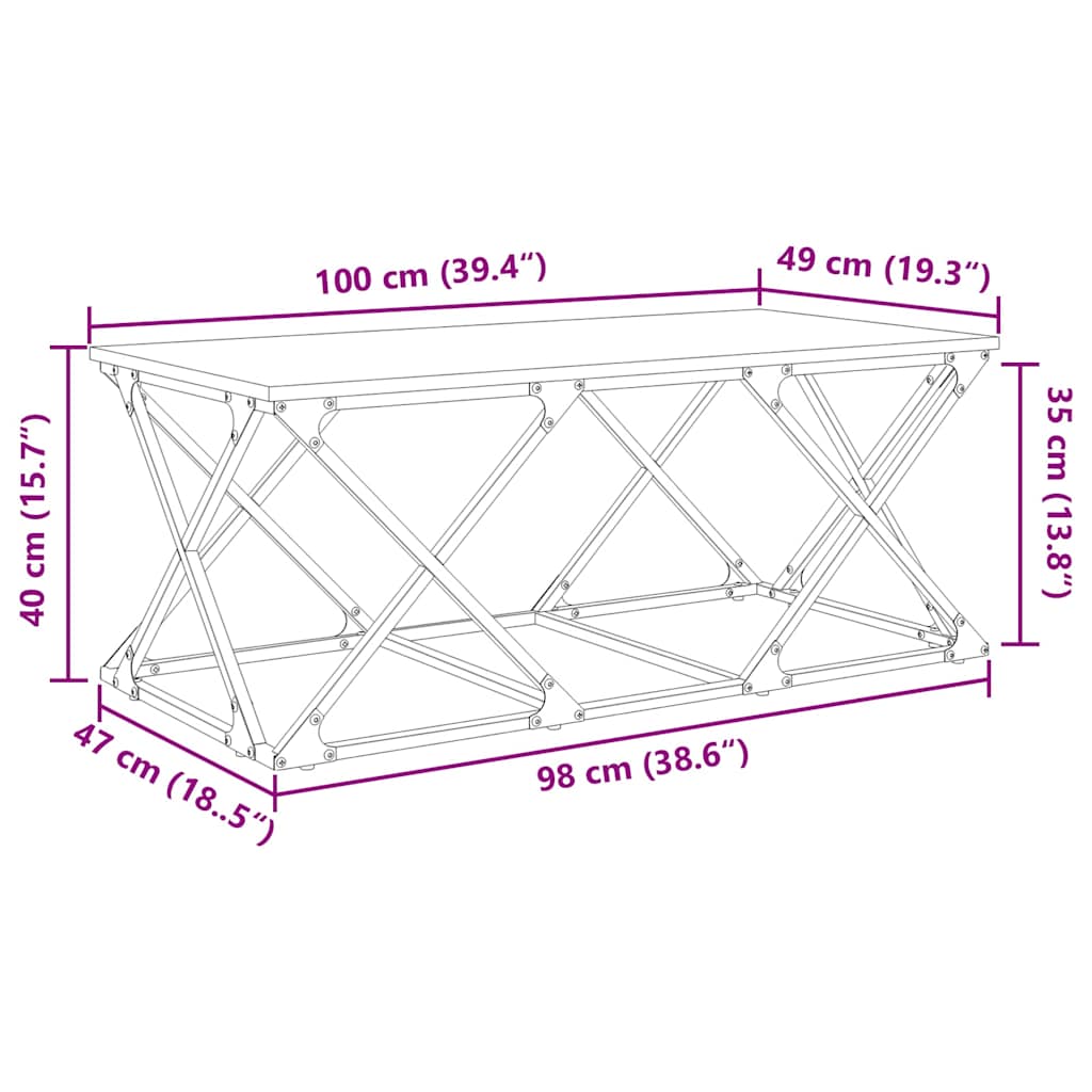 Table basse Chêne noir 100 x 49 x 40 cm Bois d'ingénierie - XIOS