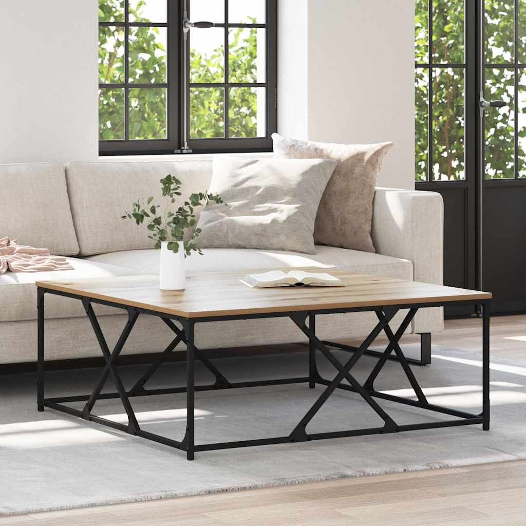 Table basse Chêne artisanal 100 x 100 x 40 cm Bois d'ingénierie - XIOS