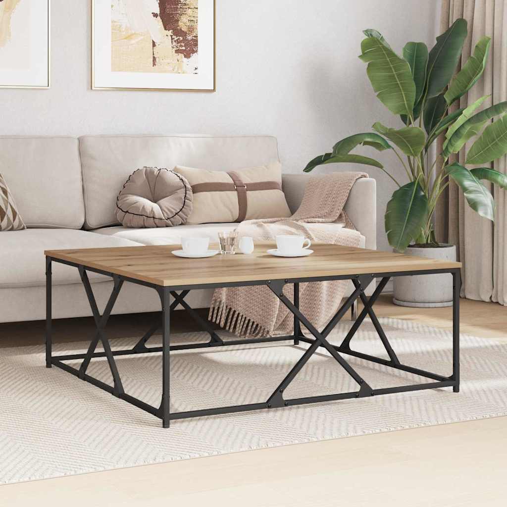 Table basse Chêne artisanal 100 x 100 x 40 cm Bois d'ingénierie - XIOS